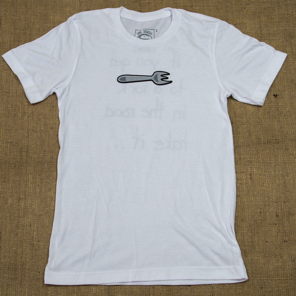 OneSkater Fork in the Road fitted white T shirt