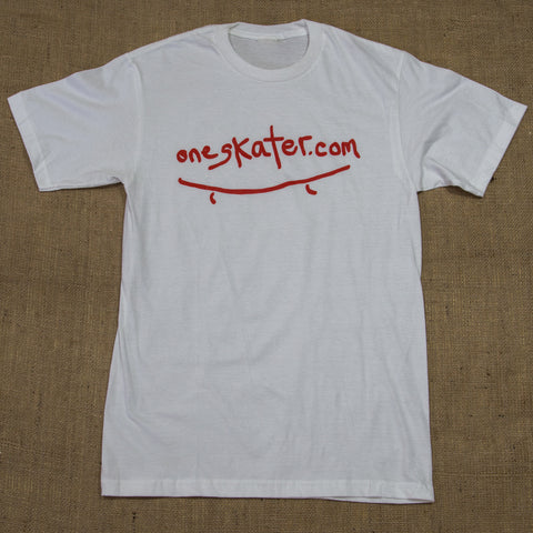 OneSkater Red and White Fitted White T shirt