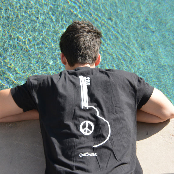 OneSkater Peace Tunes fitted black T shirt