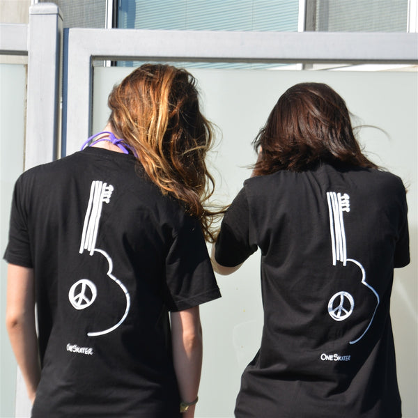 OneSkater Peace Tunes fitted black T shirt